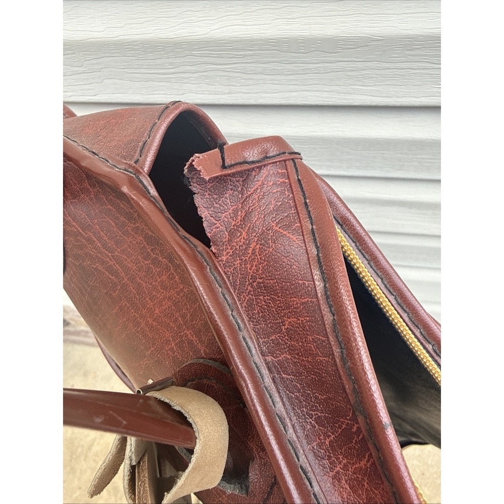 Vintage 60s Etienne Aigner Handcrafted  Burgundy Leather Garment Carrier - Picture 6 of 6